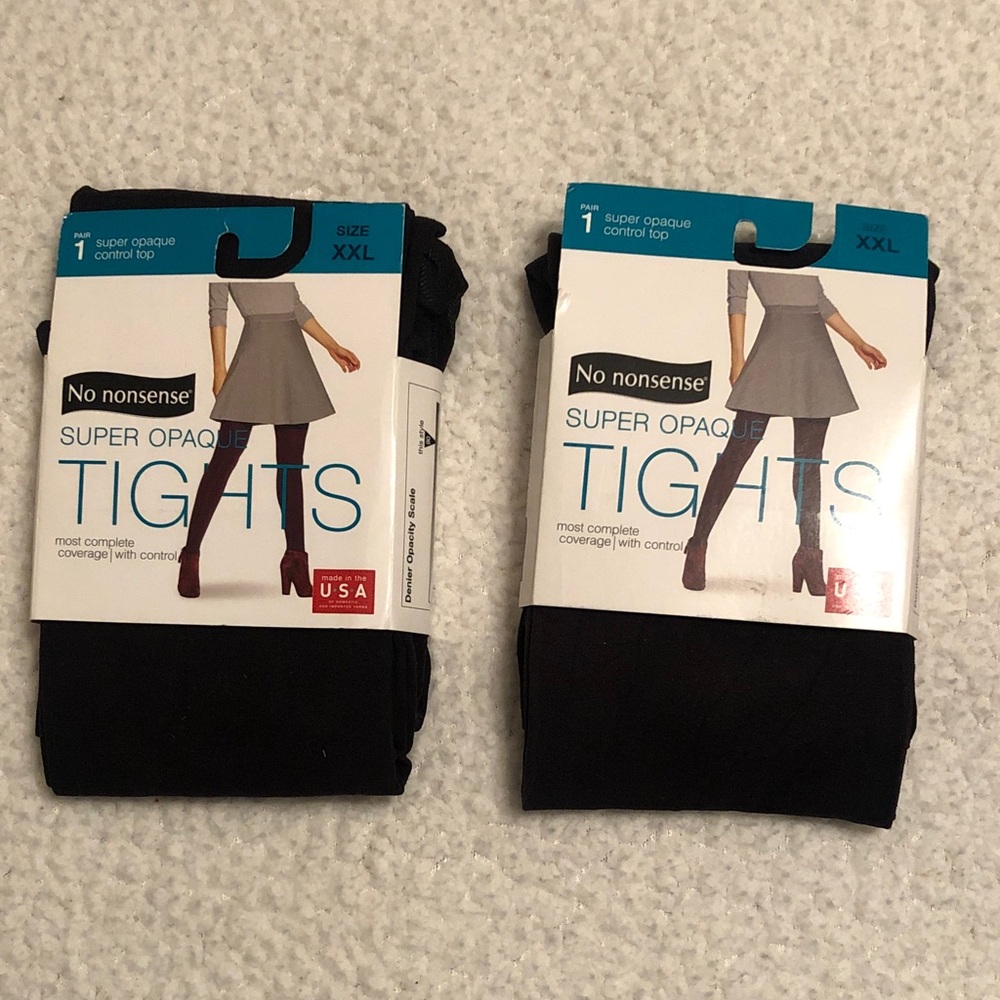 No Nonsense (2 pair) Super Opaque Black Tights - XXL